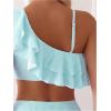 image:imageFloerns Womens 2 Piece Striped Bikini Set Ruffle Trim Swimsuit Beach Vacation Bathing SuitMint Green