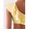 image:imageFloerns Womens 2 Piece Striped Bikini Set Ruffle Trim Swimsuit Beach Vacation Bathing SuitYellow