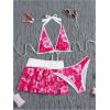 image:imageFloerns Womens 3 Piece Bikini Sets Boho Floral Print Halter Swimsuit Layered Ruffle Bathing SuitFloral Pink White