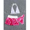 image:imageFloerns Womens 3 Piece Bikini Sets Boho Floral Print Halter Swimsuit Layered Ruffle Bathing SuitFloral Pink White