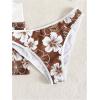 image:imageFloerns Womens 3 Piece Bikini Sets Boho Floral Print Halter Swimsuit Layered Ruffle Bathing SuitWhite Brown Floral