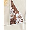 image:imageFloerns Womens 3 Piece Bikini Sets Boho Floral Print Halter Swimsuit Layered Ruffle Bathing SuitWhite Brown Floral