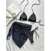 image:imageFloerns Womens 3 Piece Polka Dots Bikini Sets Halter Triangle Swimsuit Thong with Cover UpBlack and White