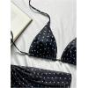image:imageFloerns Womens 3 Piece Polka Dots Bikini Sets Halter Triangle Swimsuit Thong with Cover UpBlack and White