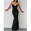 image:imageFloerns Womens Backless Cami Maxi Dress Spaghetti Strap Fishtail Bodycon Wedding Guest DressesBlack