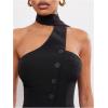 image:imageFloerns Womens Backless Halter Tops Button Down Sleeveless Going Out Tank Tops with ScarfBlack
