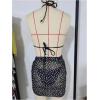 image:imageFloerns Womens Bikini Sets 3 Piece Polka Dots Halter String Swimsuit with Cover Up SkirtBlack and White