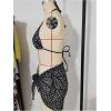 image:imageFloerns Womens Bikini Sets 3 Piece Polka Dots Halter String Swimsuit with Cover Up SkirtBlack and White
