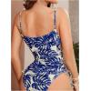 image:imageFloerns Womens Cheetah Print One Piece Swimsuit Cut Out Drawstring Monokini SwimwearBlue