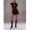 image:imageFloerns Womens Cut Out Cap Sleeve Mini Dress Collared Street Date Night A Line DressesBlack