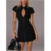 image:imageFloerns Womens Cut Out Cap Sleeve Mini Dress Collared Street Date Night A Line DressesBlack