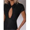 image:imageFloerns Womens Cut Out Cap Sleeve Mini Dress Collared Street Date Night A Line DressesBlack