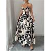 image:imageFloerns Womens Cut Out Tie Back Boho Maxi Dress Spaghetti Strap Beach Vacation Tiered Long DressesApricot
