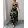 image:imageFloerns Womens Cut Out Tie Back Boho Maxi Dress Spaghetti Strap Beach Vacation Tiered Long DressesArmy Green