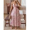 image:imageFloerns Womens Cut Out Tie Back Boho Maxi Dress Spaghetti Strap Beach Vacation Tiered Long DressesPink
