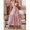 image:imageFloerns Womens Cut Out Tie Back Boho Maxi Dress Spaghetti Strap Beach Vacation Tiered Long DressesPink