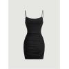 image:imageFloerns Womens Date Night Backless Cami Dress Mesh Ruched Club Bodycon Mini DressesBlack