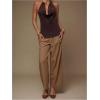 image:imageFloerns Womens Draped Cowl Neck Halter Tops Backless Party Going Out Tank TopBrown