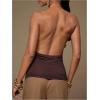 image:imageFloerns Womens Draped Cowl Neck Halter Tops Backless Party Going Out Tank TopBrown
