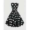image:imageFloerns Womens Elegant Polka Dots Maxi Dress V Neck Sleeveless Ruffle Vintage Party A Line DressesBlack