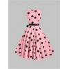 image:imageFloerns Womens Elegant Polka Dots Maxi Dress V Neck Sleeveless Ruffle Vintage Party A Line DressesPink