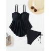 image:imageFloerns Womens Elegant Tankini Swimsuit High Waisted Ruffle Tummy Control Swim Top with BottomBlack