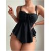 image:imageFloerns Womens Elegant Tankini Swimsuit High Waisted Ruffle Tummy Control Swim Top with BottomBlack