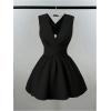 image:imageFloerns Womens Elegant V Neck Formal Dress Criss Cross Tie Back Wedding Guest A Line DressesBlack