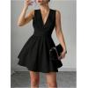 image:imageFloerns Womens Elegant V Neck Formal Dress Criss Cross Tie Back Wedding Guest A Line DressesBlack
