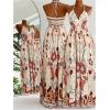 image:imageFloerns Womens Floral Halter Boho Maxi Dress Sleeveless Smocked Vintage Flowy Beach DressBeige Multi