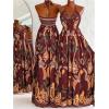 image:imageFloerns Womens Floral Halter Boho Maxi Dress Sleeveless Smocked Vintage Flowy Beach DressBurgundy