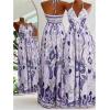 image:imageFloerns Womens Floral Halter Boho Maxi Dress Sleeveless Smocked Vintage Flowy Beach DressPurple