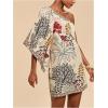 image:imageFloerns Womens Floral One Shoulder Mini Dress Dolman Sleeve Vacation Tunic DressesApricot