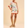 image:imageFloerns Womens Floral One Shoulder Mini Dress Dolman Sleeve Vacation Tunic DressesBeige Ocean