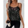 image:imageFloerns Womens Lace Hem Cheetah Cami Top V Neck Spaghetti Strap Camisole TopsGrey