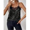 image:imageFloerns Womens Lace Hem Cheetah Cami Top V Neck Spaghetti Strap Camisole TopsGrey