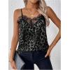 image:imageFloerns Womens Lace Hem Cheetah Cami Top V Neck Spaghetti Strap Camisole TopsGrey