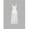 image:imageFloerns Womens Lace Tiered Ruffle Cami Dress Y2K Spaghetti Strap Asymmetrical Hem Going Out DressesWhite