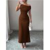 image:imageFloerns Womens Off The Shoulder Long Dress Sleeveless Party Bodycon Wedding Guest DressesCoffee