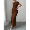 image:imageFloerns Womens Off The Shoulder Long Dress Sleeveless Party Bodycon Wedding Guest DressesCoffee