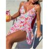 image:imageFloerns Womens One Piece Swim Dress Swimsuit Floral Drawstring Vacation Swimdress SkirtMulticolor