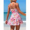 image:imageFloerns Womens One Piece Swim Dress Swimsuit Floral Drawstring Vacation Swimdress SkirtMulticolor