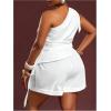 image:imageFloerns Womens Plus Size 2 Piece Outfit Knot One Shoulder Tank Tops Wide Leg Shorts SetWhite