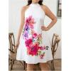 image:imageFloerns Womens Plus Size Floral Print Halter Dress Summer Tie Back Sleeveless Vacation DressesWhite