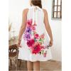 image:imageFloerns Womens Plus Size Floral Print Halter Dress Summer Tie Back Sleeveless Vacation DressesWhite