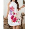 image:imageFloerns Womens Plus Size Floral Print Halter Dress Summer Tie Back Sleeveless Vacation DressesWhite