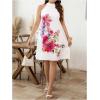 image:imageFloerns Womens Plus Size Floral Print Halter Dress Summer Tie Back Sleeveless Vacation DressesWhite