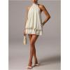 image:imageFloerns Womens Polka Dots Halter A Line Mini Dress Drop Waist Sleeveless Going Out DressesBlack and White