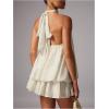 image:imageFloerns Womens Polka Dots Halter A Line Mini Dress Drop Waist Sleeveless Going Out DressesBlack and White