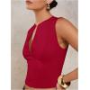 image:imageFloerns Womens Sleeveless Tank Top Notched V Neck Slim Fit Dressy Casual CamisoleRed